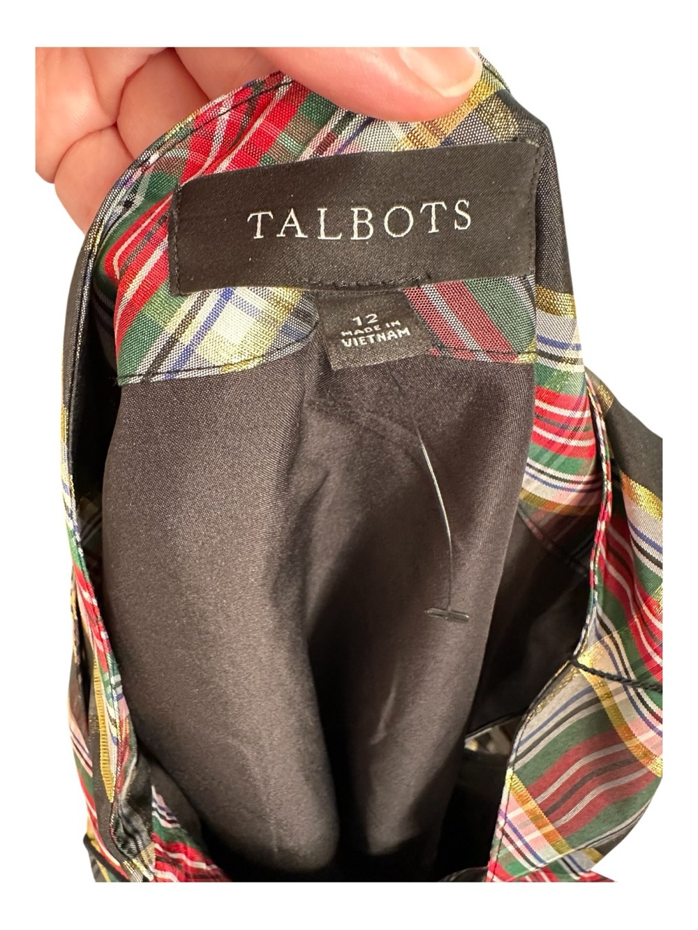 Talbots Metallic Taffeta Pleated Maxi Skirt Celebrate Plaid Size 12 Holiday - Picture 11 of 12